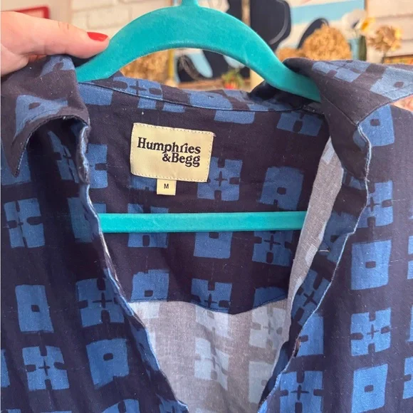 Humphries & Begg Blue Patterned Womens shirtDress - Picture 2 of 3